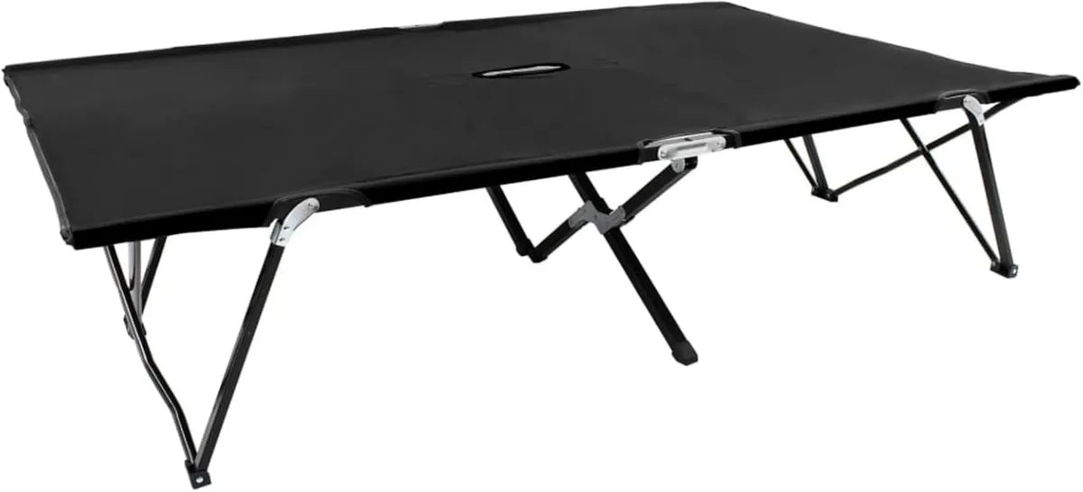 Lettino da Campeggio Portatile Doppio 193x125x40cm fino 240kg, Pieghevole in Poliestere Nero