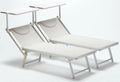Set 2 Sdraio Pieghevoli in Alluminio con Tetto Parasole e Cuscino Beige