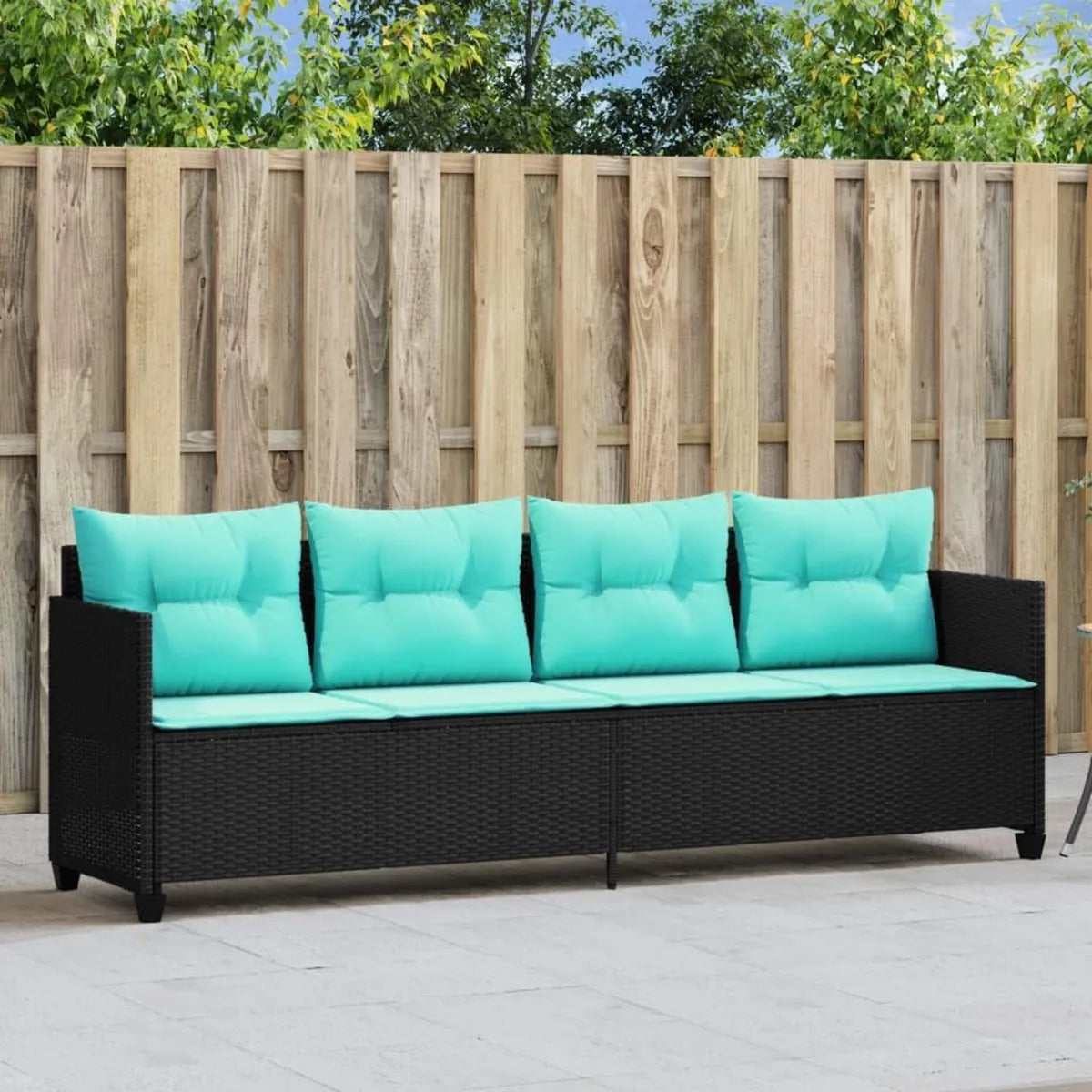 Sdraio in Polyrattan Regolabile con Cuscino, Nera, per Esterni