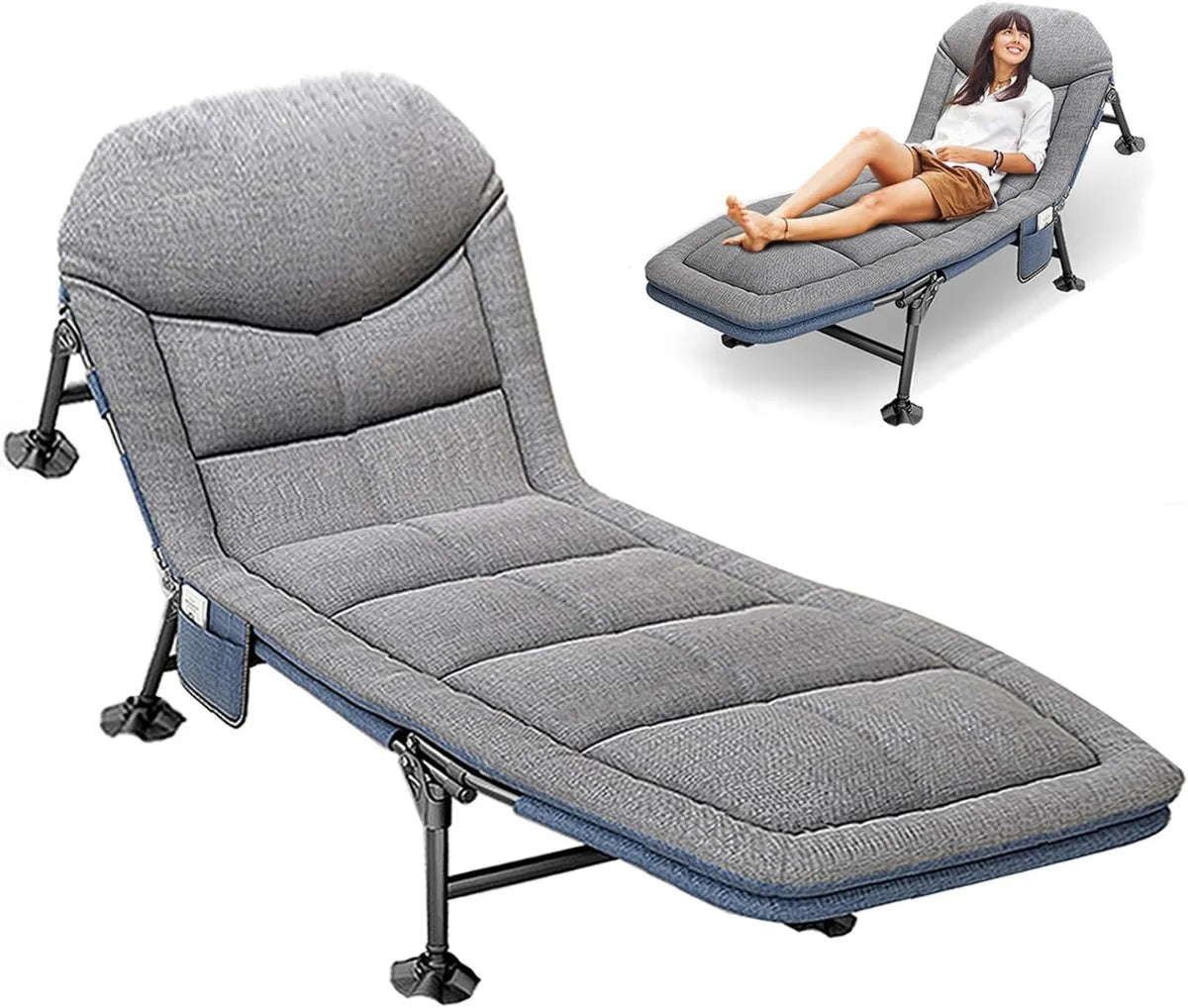 Lettino Pieghevole Portatile per Campeggio ed Esterni, 190x65x30cm, Supporta Fino a 160 kg, Colore Grigio