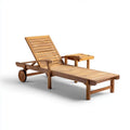 Patio Recliner Solid Teak Wood Adjustable Outdoor Lounger 200 cm x 65 cm x 35 cm – Natural Finish – Classic Design