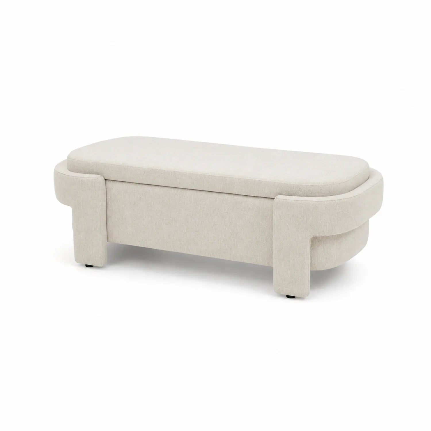 Panca con Contenitore Tessuto Beige