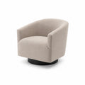 Poltrona girevole in tessuto beige con base nera