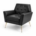 Poltrona in Pelle PU Nera con Gambe in Metallo Dorato