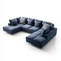 Sectional Sofa Set 300x250x85 cm Fabric Upholstery Modern Design - Dark Blue