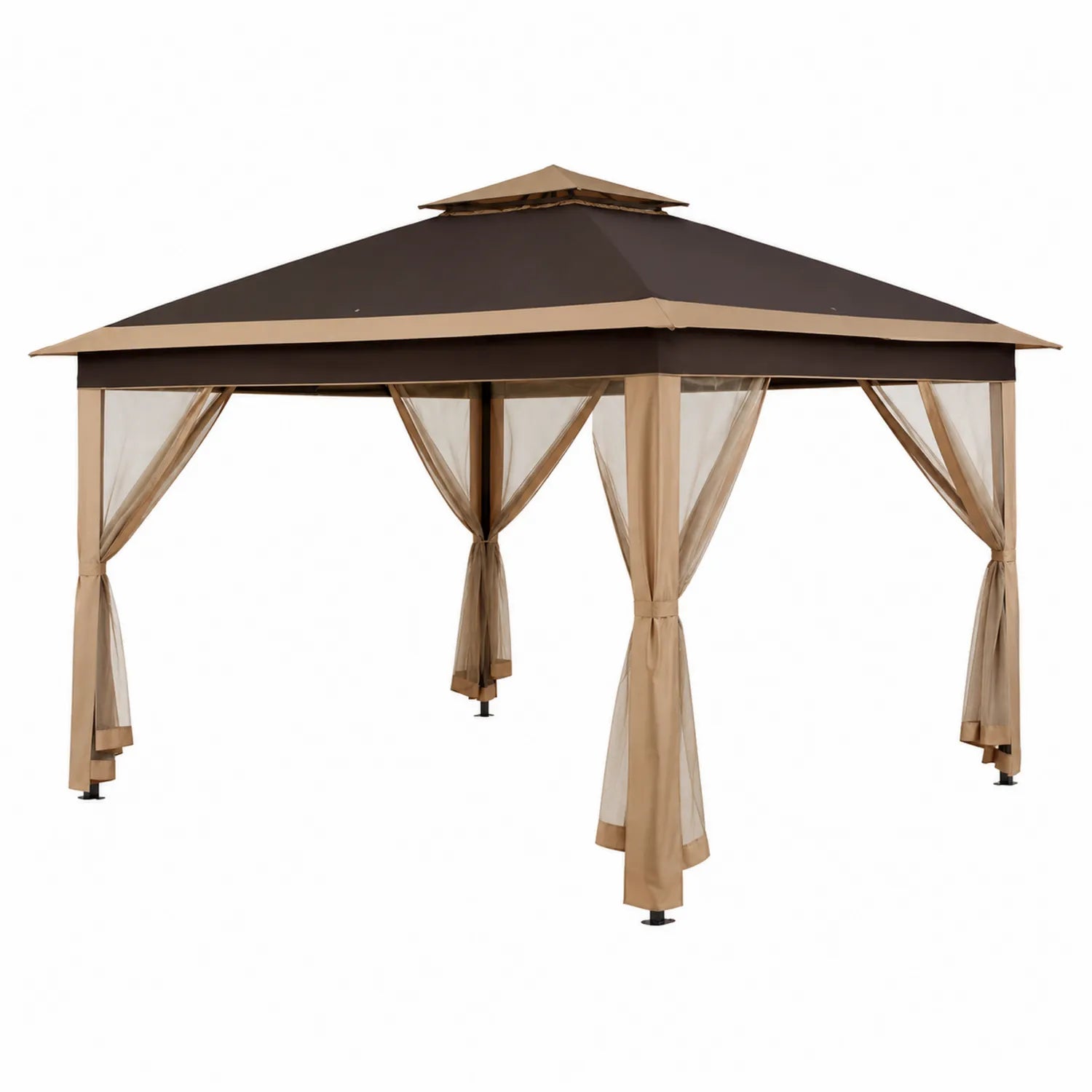 Gazebo da Giardino 3x4m in Acciaio e Poliestere con Zanzariera