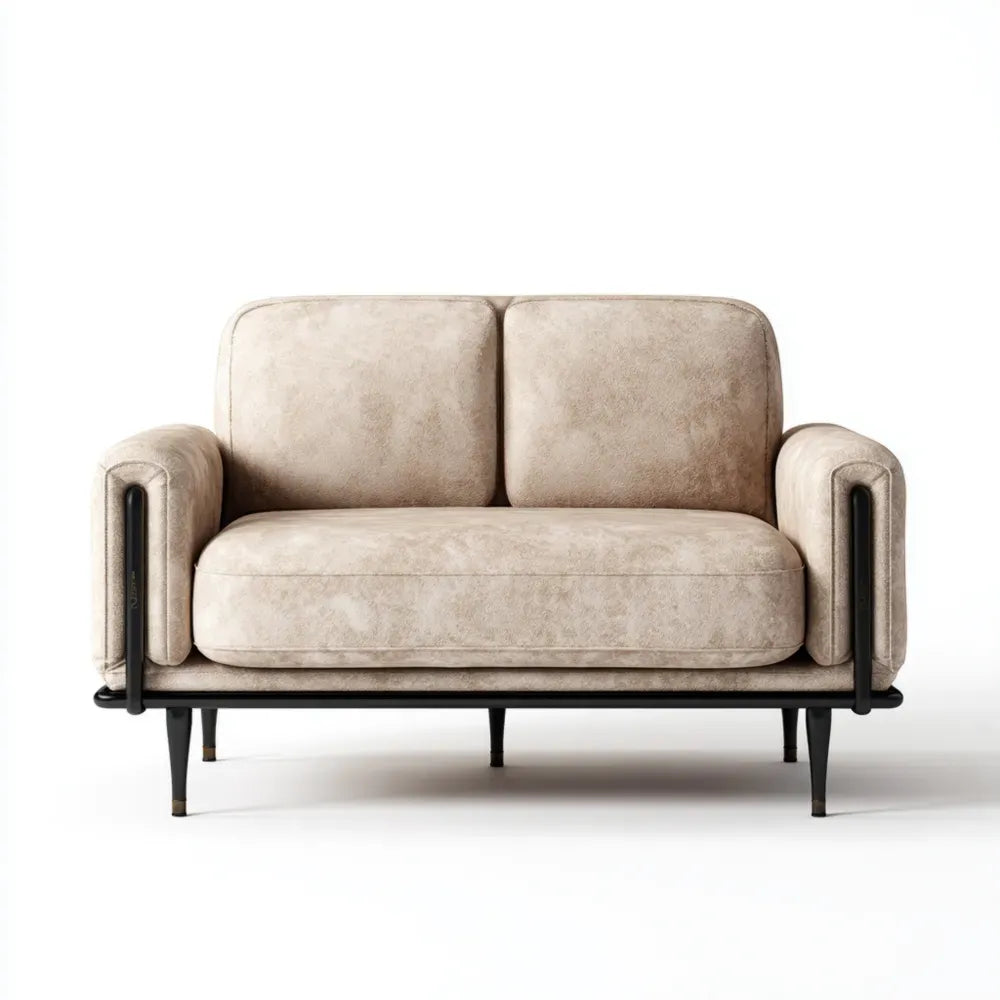 Modern Loveseat Sofa Fabric Upholstery 140x80x70 cm - Beige