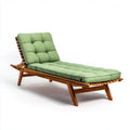 Patio Recliner Wood Frame 200x60x35 cm Green Cushions – Adjustable Outdoor Lounger
