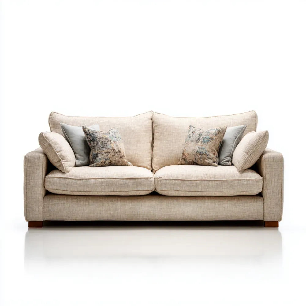 Fabric Sofa Set - Beige Upholstery - Modern Design 210x95x85 cm