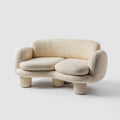 Curved Sofa Set 140x85x80 cm - Sherpa Upholstery - Cream - Contemporary Design